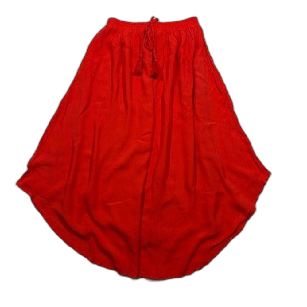 Mint Choco Coral Red Orange Flowy Skirt Women's Small Boho Tassel